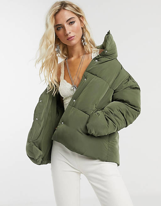 Free People weekender padded jacket in sage green | ASOS
