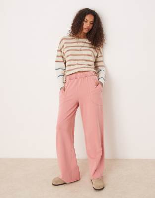 Free People - Weit geschnittene Lounge-Hose in Rosé-Rosa