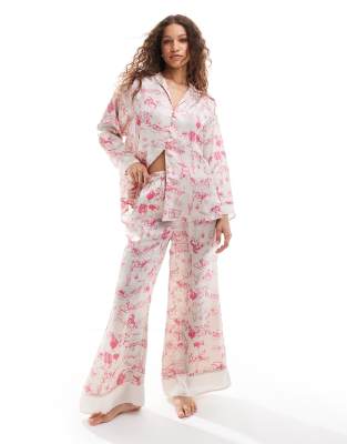 Free People Western Print Pyjama Set In Pink - Discount £22