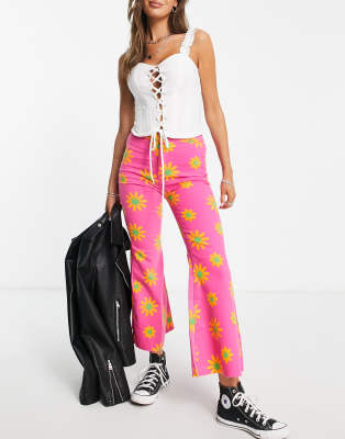 high rise wide leg crop pants