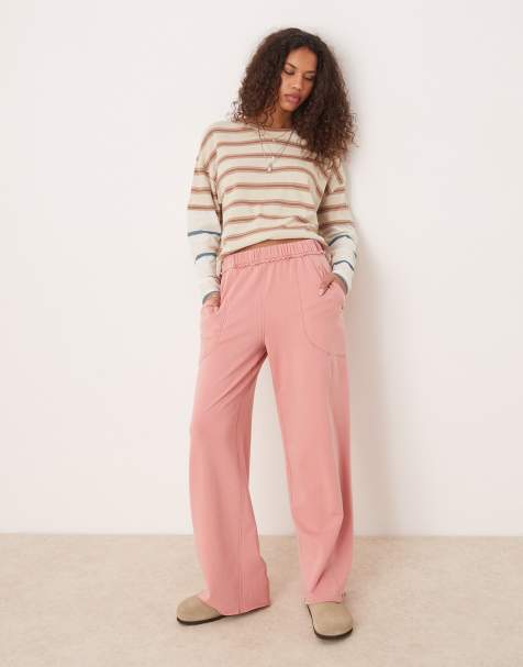 Free People wide leg lounge trousers in rose