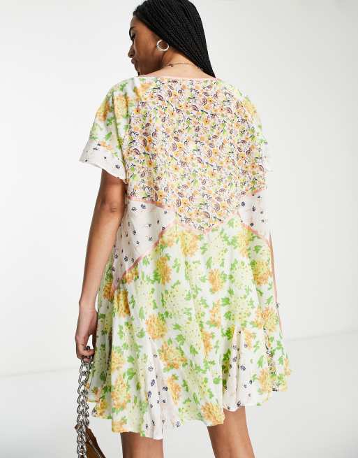 Free People wildflower patchwork mini dress in multi