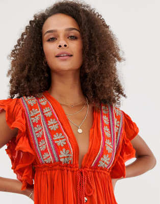 free people will wait for you embroidered midi dress