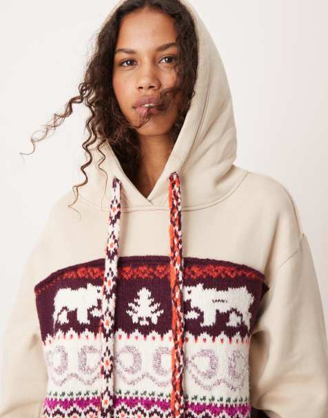Free People winter intarsia oversized jumper in multi - view 1