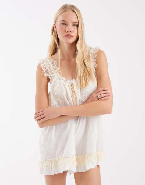 Free People wish me luck tuta corta in avorio - view 1