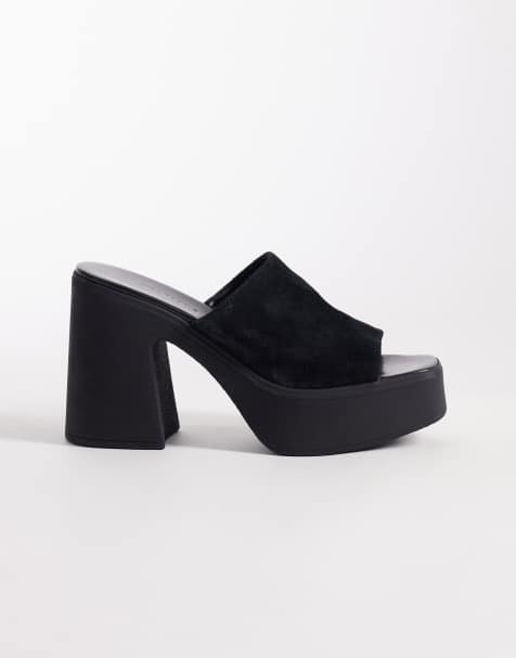 Free People Zoe platform sandals in black tide suede - view 1