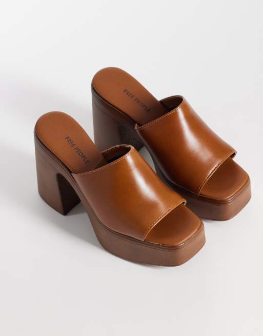 Free People Zoe platform sandals in chestnut leather, 2 of 4