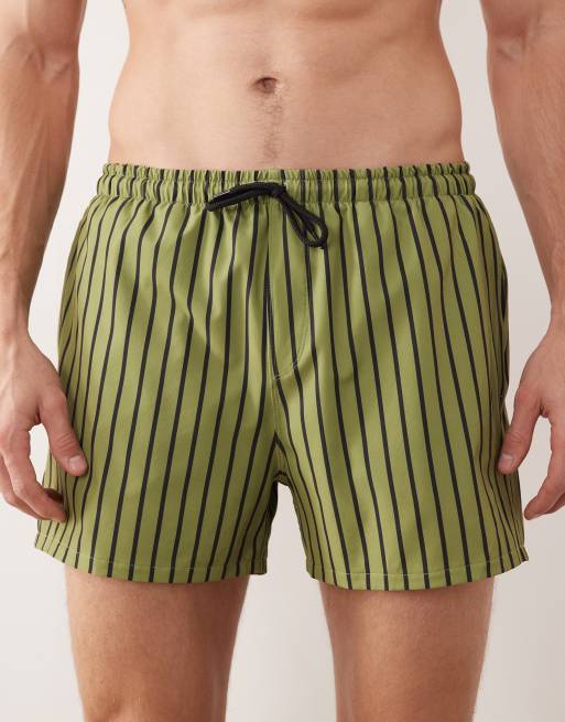 Free Society – Badeshorts in Grün gestreift, 4 von 5