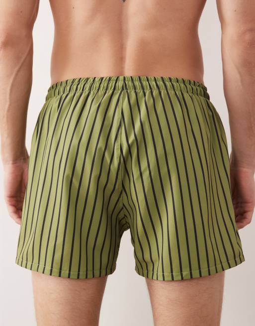 Free Society – Badeshorts in Grün gestreift, 5 von 5