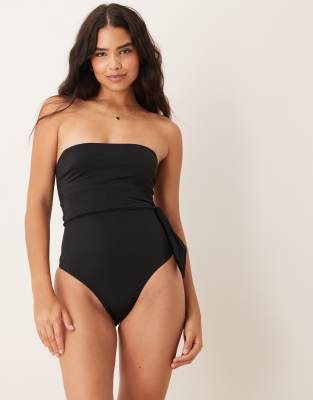 bandeau wrap swimsuit in black