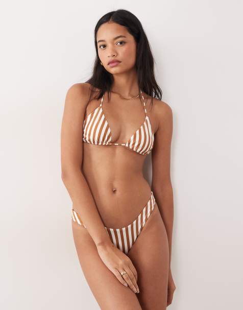 Free Society - Bikini color toffee a righe - view 1