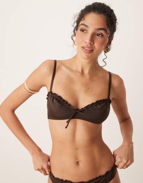 Free Society - Bikini froncé - Marron foncé - view 1