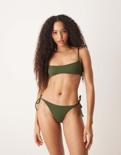 Free Society – Bikinioberteil im Bustier-Stil in Dunkelgrün - view 1