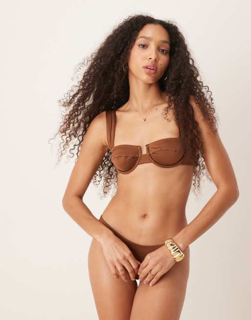 Free Society – Brązowa góra od bikini z fiszbinami