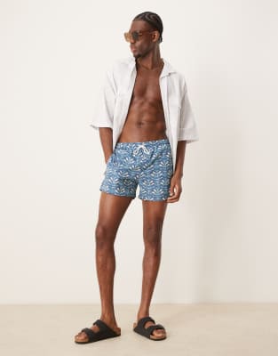 Free Society Free Society contrast print swim short in blue