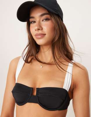 FREE SOCIETY CONTRAST UNDERWIRE BIKINI TOP 