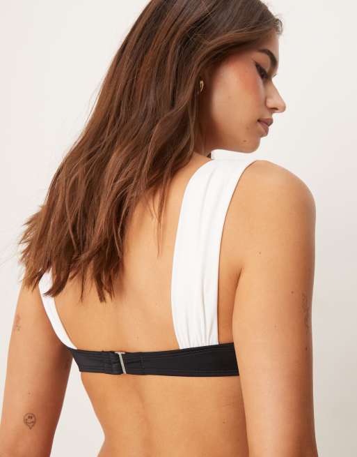 Free Society contrast underwire bikini top in black, 3 of 4