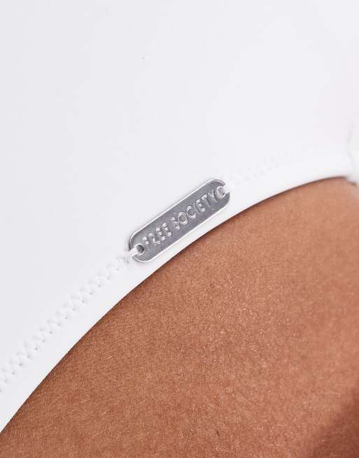 Free Society contrast v front swimsuit in white and black, 4 of 4