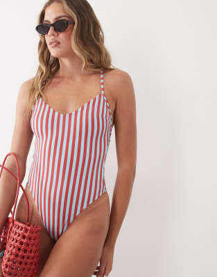 Free Society Deckchair Striped One-piece Swimsuit In Multi