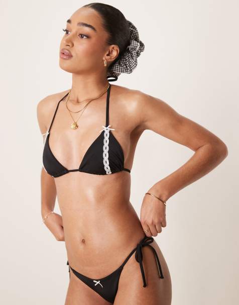 Free Society - Ensemble de bikini avec empiècement en dentelle - Noir - view 1