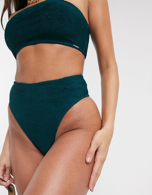 Free Society exclusive mix and match crinkle high waist bikini bottom in teal