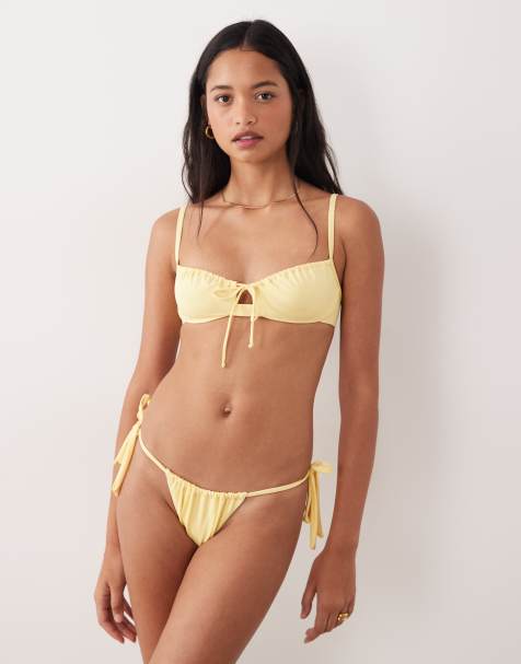 Free Society - Gerimpelde bikini in botergeel - view 1