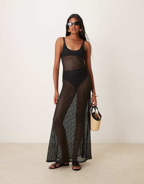Free Society – Gestricktes Maxi-Strandkleid in Schwarz - view 1