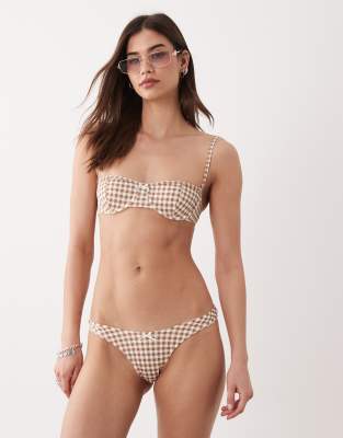 Haut de bikini à armatures et carreaux vichy - Marron-Brown 36