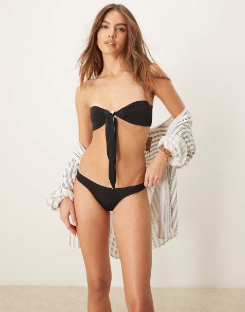 Free Society high leg bikini bottom in black and white - view 1