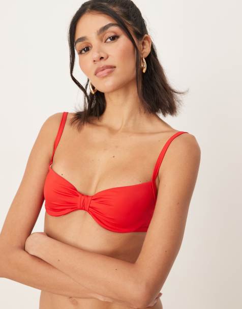Free Society high leg bikini bottom in red - view 1