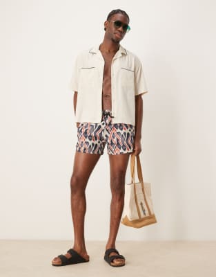 Free Society Ikat Print Swim Shorts In Multi
