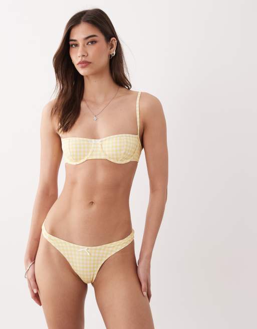 Free Society – Jasnożółte bikini w kratkę vichy, 3 z 3