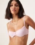 [Free Society] Free Society knot front textured underwire bikini top in pink 10 Pink
