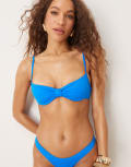 [Free Society] Free Society knot front underwire bikini top in blue 18 Blue