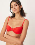 [Free Society] Free Society knot front underwire bikini top in red 10 Red