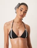 [Free Society] Free Society lace triangle bikini top in black 6 Black