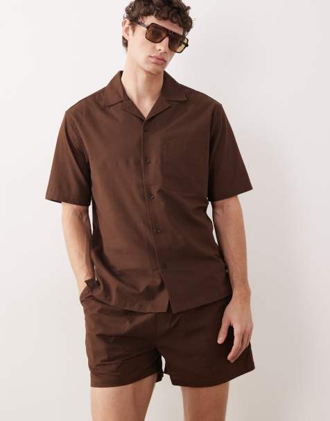 Free Society linen blend beach set in dark brown - view 1