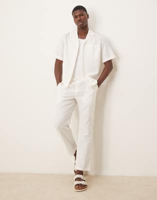 Free Society Free Society linen blend beach trouser co-ord in off white