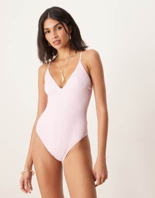 Free Society - Maillot 1 pièce texturé - Rose