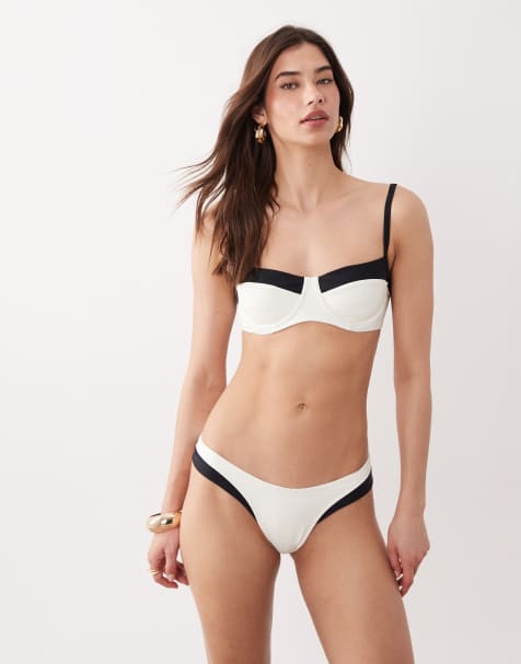 Free Society monochrome bikini in white - view 1