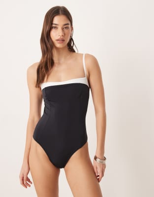 Free Society Monochrome Swimsuit In Black