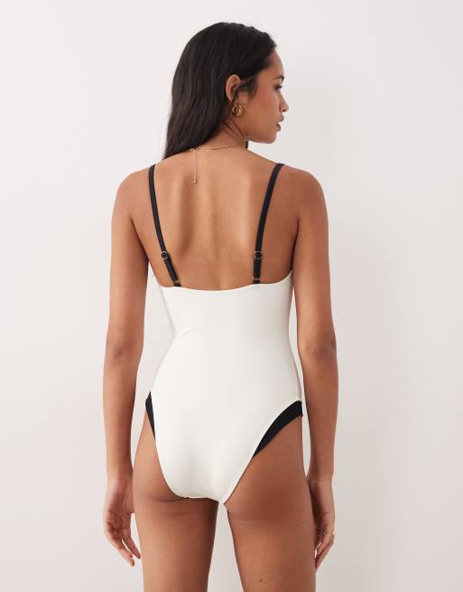 Free Society monochrome swimsuit in white, 4 of 4
