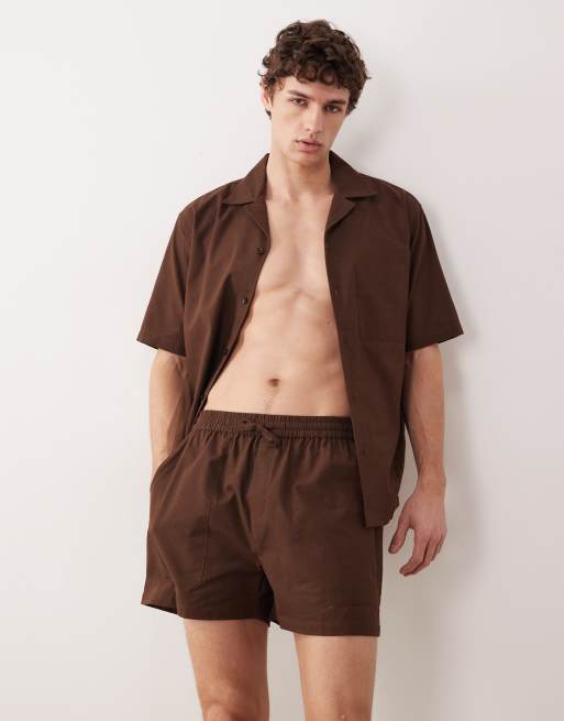 Free Society - Coordinato da mare in misto lino marrone scuro, 3 di 3
