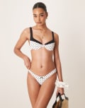 [Free Society] Free Society polka dot high leg bikini bottom in white 14 White
