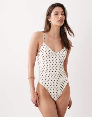 Free Society Polka Dot Swimsuit In White