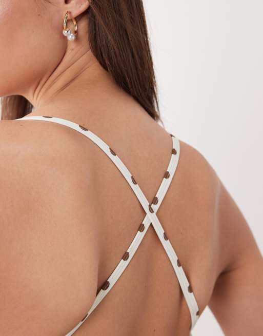 Free Society polka dot swimsuit in brown and cream, 4 of 4
