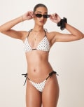 [Free Society] Free Society polka dot tie side bikini bottoms in white 14 White