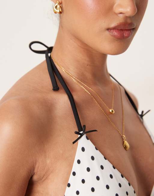 Free Society polka dot triangle bikini top in white, 2 of 4