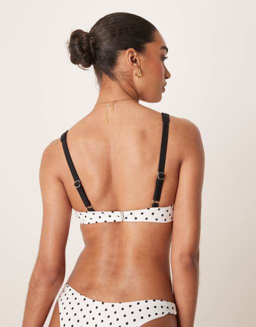 Free Society polka dot underwire bikini top in white, 3 of 4