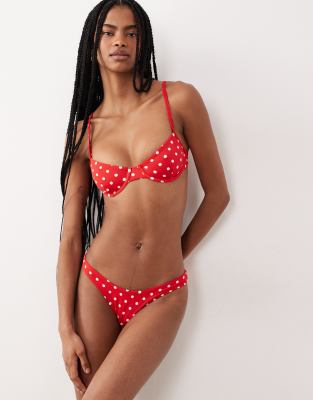 Free Society Polka Dot Underwire Bikini Top In Red